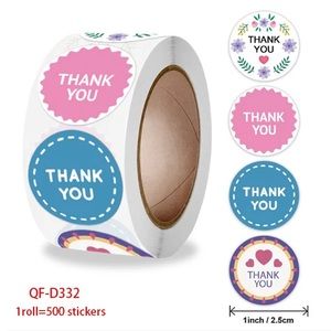 I Inch 500PCS Custom Thank You Label Sticker Roll